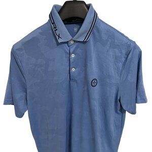 Ralph Lauren RLX Polo Shirt Mens Large Blue Short Sleeve Embroidered Logo